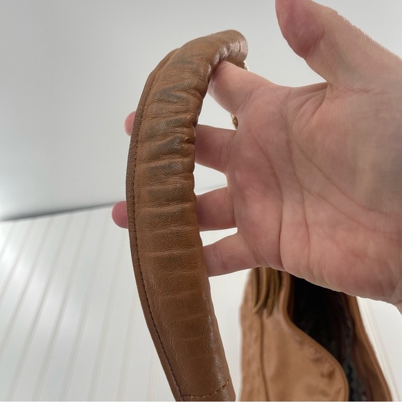 BIG Buddha Camel Brown Shoulder Bag Purse Gold Details - Picture 10 of 11